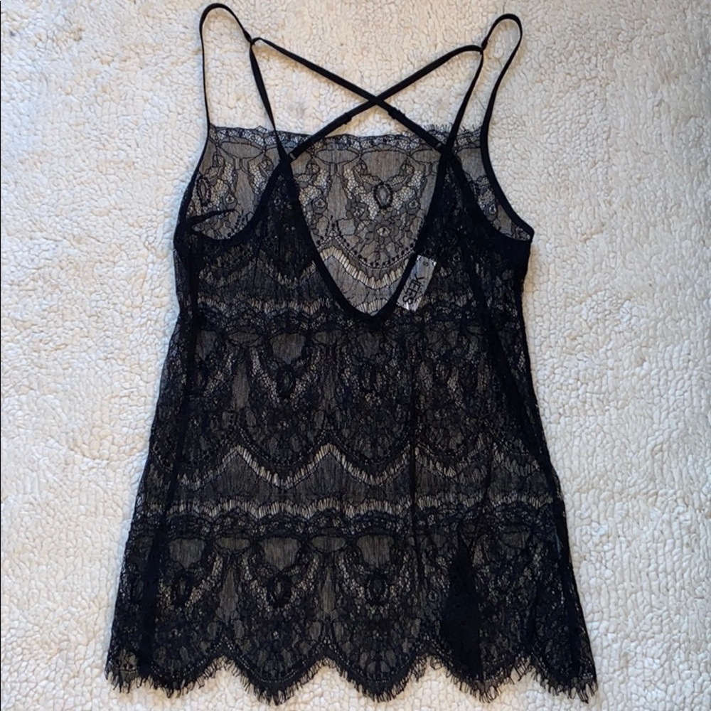 Lace sheer tank top blouse